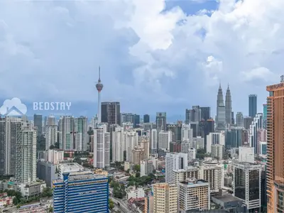a view of a city skyline with tall buildings at Lucentia Residence BBCC By Bedstay in Kuala Lumpur