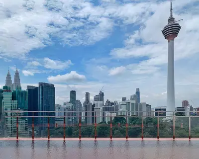 a view of the seattle skyline with the space needle at M101 Dang Wangi remote work-friendly suite in Kuala Lumpur