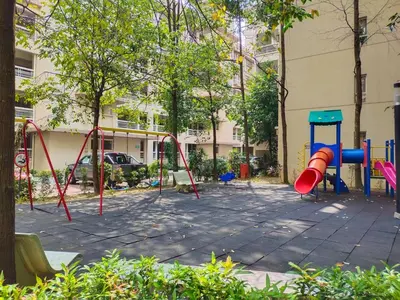 a playground in a city with at Superb Maya Twin Tower View in Kuala Lumpur