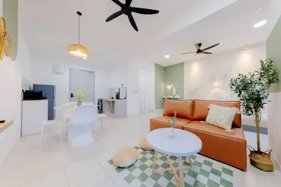 a living room with a couch and a table at The Pano Residence Jalan Ipoh Insta-worthy Bath Tub Studio \u6d74\u7f38MRT in Kuala Lumpur