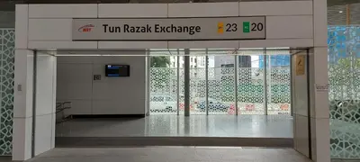 an entrance to a building with a revolving door at Plaza Berjaya Apt Bukit Bintang With Foosball in Kuala Lumpur