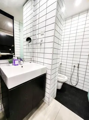 a bathroom with a sink and a toilet at KL Serenity Quarter Flexus at Jln Kuching - Self C-In, F-Parking in Kuala Lumpur