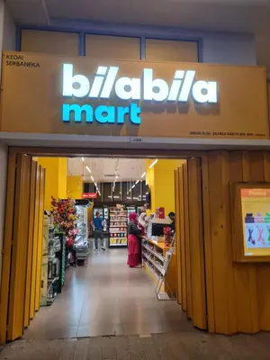 a store entrance to a bilbilla mart at Hostel At Regalia Sky Pool in Kuala Lumpur