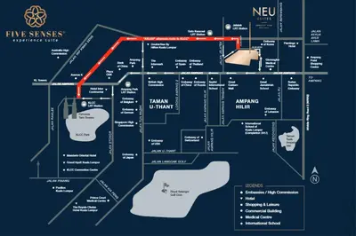 a map of the f five senses authorization center at Neu Suites Residence Kuala Lumpur, Roam in Kuala Lumpur