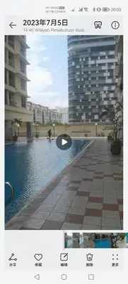 a collage of two pictures of a swimming pool at Warisan cityview jalan cheras 56000KL in Kuala Lumpur