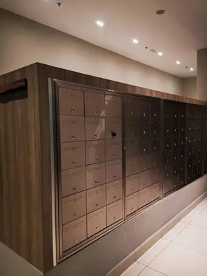a wine cellar with a bunch of wooden panels at Infinity pool! High Speed WiFi! Rica Residence! in Kuala Lumpur