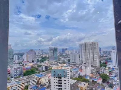 a view of a city with tall buildings at Spacious Connecting Room 4px, Chambers Residence KL, Walking Distance to LRT, MRT, Sunway Putra Mall & PWTC in Kuala Lumpur