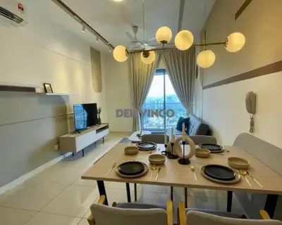 a living room with a table and a dining room at Continew at 35 floor - 5pax - KL - TRX - 2 Bedroom in Kuala Lumpur