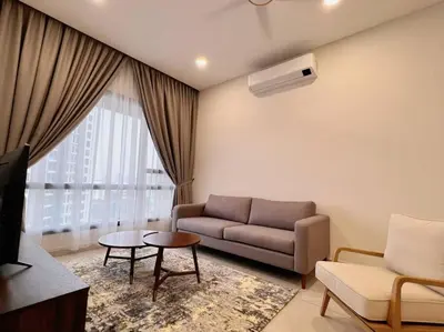 a living room with a couch and a table at Ample 2BR 4px Seputeh @ Near MidValley & Garden Mall, Old Klang Road in Kuala Lumpur
