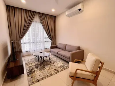 a living room with a couch and a table at Ample 2BR 4px Seputeh @ Near MidValley & Garden Mall, Old Klang Road in Kuala Lumpur