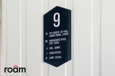 a black plaque with the number on it at UNA Residences, Sunway KL in Kuala Lumpur