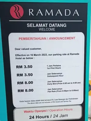 a sign that says ramada sedami dancing welcome at RM238 Bukit Bintang Balcony Studio Infinty Pool in Kuala Lumpur