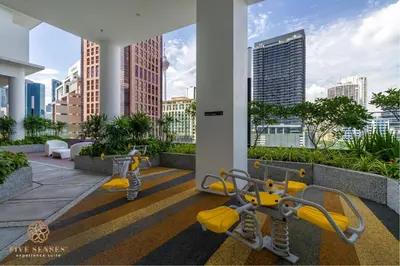 a rendering of a gym with a view of the city at Quill Residences Kuala Lumpur, Five Senses in Kuala Lumpur
