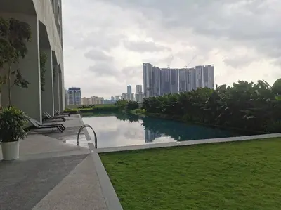 a view of a river in a city with buildings at Una Serviced Apartment, Jalan Peel by Rverse Suite in Kuala Lumpur