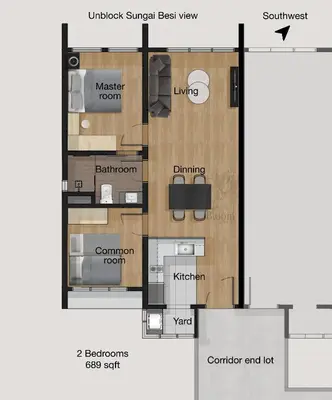 a floor plan of a house at Trion KL High floor Corner Unit Free Parking Near TRX KL Centre and MRT in Kuala Lumpur