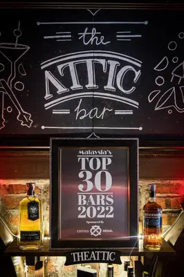 a sign for the nile bar with two bottles of alcohol at Travel Hub Highstreet in Kuala Lumpur