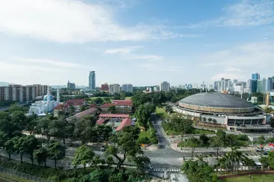 an aerial view of a city with a building at Yelloduck Rooms & Apartment @ Casa Residency in Kuala Lumpur
