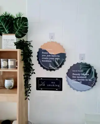 a wall with two umbrellas and a sign on it at Best Affordable Homestay, Arte Mont Kiara, KL in Kuala Lumpur