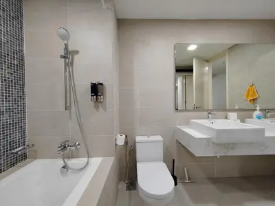 a bathroom with a toilet and a sink and a shower at The Ooak Mont Kiara 33A# Main Street Sunway 163#1 bedroom 1-2Pax in Kuala Lumpur