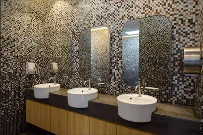 a bathroom with three sinks and three mirrors at Cozy KL Sunway Velocity Residence for 1-5pax connected to MRT & Malls in Kuala Lumpur
