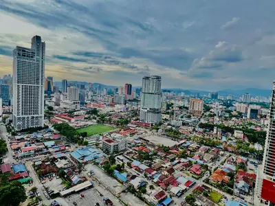 an aerial view of a city with tall buildings at Summer suites victory house in Kuala Lumpur