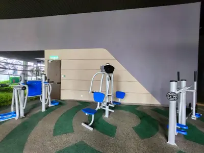 a gym with chairs and machines in a room at Axon Suite Bukit Bintang 3Bed Room Suites ,5min Pavillion KL in Kuala Lumpur