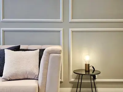 a living room with a couch and a table with a lamp at Axon Suite Bukit Bintang 3Bed Room Suites ,5min Pavillion KL in Kuala Lumpur