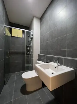 a bathroom with a sink and a toilet and a shower at Lavile @ Sunway Velocity Mall in Kuala Lumpur
