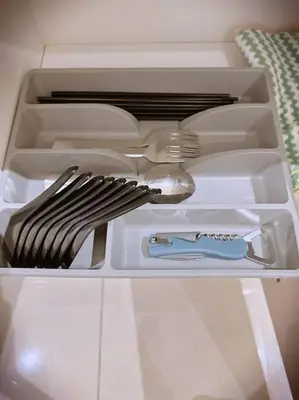 a white drawer with utensils and a utensil at 2R2B*1-6+1 Pax*KL City*10mins-KLCC in Kuala Lumpur