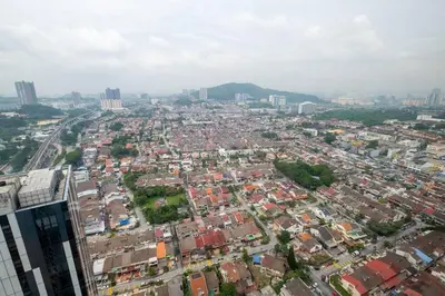 an overhead view of a city with buildings at Duplex Industrial Loft 5pax above Eko Cheras Mall in Kuala Lumpur