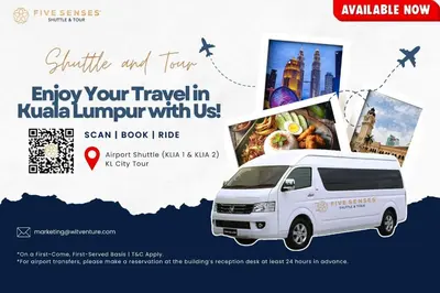 an advertisement for a van for a travel agency at Quill City Residences KLCC, Five Senses in Kuala Lumpur