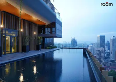 a swimming pool on the side of a building at Ceylonz Signature Suites, Bukit Bintang in Kuala Lumpur