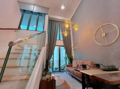 a living room with a couch and a table at 2BR, 7PX The Colony@Near Quill CityMall & Monorail in Kuala Lumpur