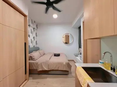 a bedroom with a bed and a ceiling fan at 3PX Suite @Colony Near Quill City Mall&Monorail in Kuala Lumpur
