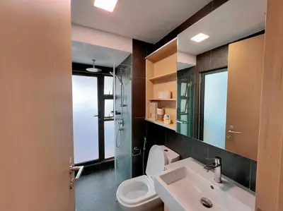 a bathroom with a sink and a toilet and a shower at 4PX Loft @ Colony, Near Quill City Mall & Monorail in Kuala Lumpur