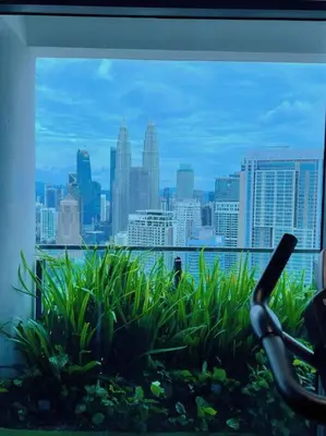 a window with a view of a city skyline at 4PX Loft @ Colony, Near Quill City Mall & Monorail in Kuala Lumpur