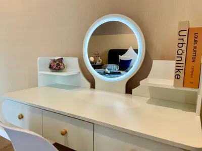 a white dresser with a mirror on top of it at Quill Residences KL By Minos Home in Kuala Lumpur