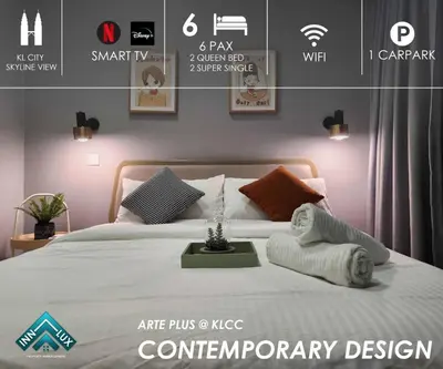 a poster of a bedroom with a large bed at Arte Plus Kuala Lumpur by Inn Lux in Kuala Lumpur