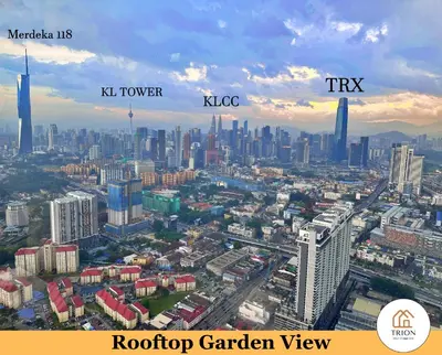 a city with tall skyscrapers and a city with the words raptop garden at Trion Kuala Lumpur Near Sunway Velocity KLCC TRX Bukit Bintang in Kuala Lumpur