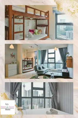 a collage of photos of a bedroom and a living room at Home Sweet Home at Robertson Bukit Bintang,trx,klcc,pavilion,lalaport in Kuala Lumpur