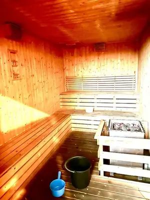 a sauna with a tub and a bucket in it at Home Sweet Home at Robertson Bukit Bintang,trx,klcc,pavilion,lalaport in Kuala Lumpur