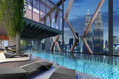 a rendering of a building with a swimming pool at Scarletz Suites Klcc by Signature Apartment in Kuala Lumpur