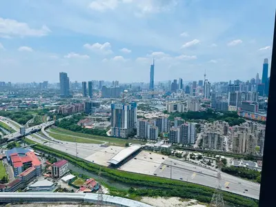 an aerial view of a city with tall buildings at MVB49#8pax Family Suite 3 Rooms Velocity Mall IKEA in Kuala Lumpur