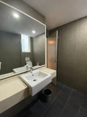 a bathroom with a sink and a large mirror at CozyVista Setapak Central Mall 10Pax 3BR 2CarPark in Kuala Lumpur
