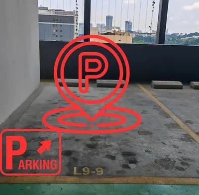 a no parking sign in a parking lot at Chambers A Studio Flat, KLCC & KL Tower view, City in Kuala Lumpur