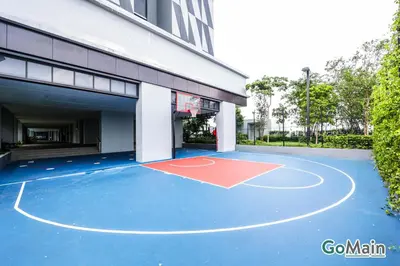 a basketball court in front of a building at [4 Pax] Trion KL // Near Pavillion KL KLCC TRX in Kuala Lumpur