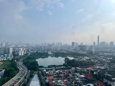 an aerial view of a city with a river and buildings at [M City Duplex Studio] Stunning High Floor View! in Kuala Lumpur