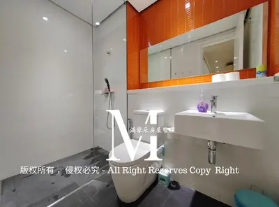 a bathroom with a white sink and a mirror at Arcoris Mont Kiara 23# 2 Bedroom Balcony #2-4pax in Kuala Lumpur