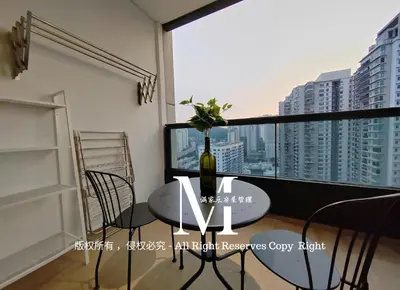 a room with a table and chairs and a window at Arcoris Mont Kiara 23# 2 Bedroom Balcony #2-4pax in Kuala Lumpur