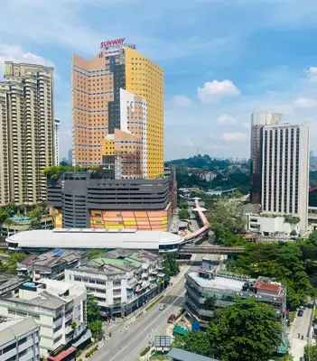 an aerial view of a city with tall buildings at Chambers Residences ZFJ World in Kuala Lumpur